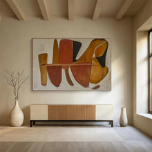 Load image into Gallery viewer, Earth - Toned Shapes Abstract Art for Mid - Century Modern Home & Artistic Café DKH094