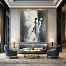 Load image into Gallery viewer, Minimalist Black - White Abstract Figures Art, Ideal for Contemporary Office & Monochrome Living Room LargeART1996