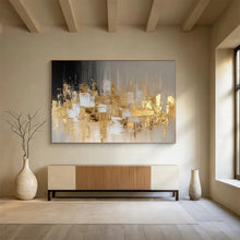Load image into Gallery viewer, Gold & Grey Abstract City - Luxe Living Room Art LargeART1555
