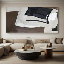 Load image into Gallery viewer, Black - White - Brown Geometric Acrylic Art - Perfect for Minimalist Study & Monochrome Hallway LargeART0557