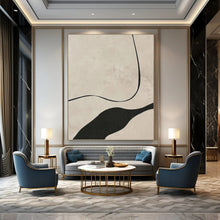 Load image into Gallery viewer, “Minimalist Curved Lines” - Beige, Black Abstract Line Art on Canvas DKH1148