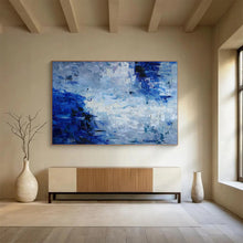 Load image into Gallery viewer, Blue - Gray Abstract “Misty Horizon” Painting on Canvas, Calm Landscape Art DKH851