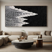 Load image into Gallery viewer, Hand - painted Generous - sized Black and White Textured Peaks Acrylic Art for Minimalist Studies LargeART0020
