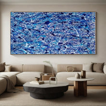 Load image into Gallery viewer, Blue - White Splatter Art for Creative Studio & Eclectic Lounge LargeART0886