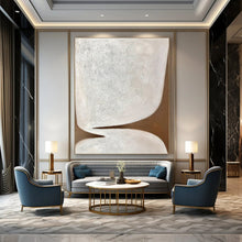 Load image into Gallery viewer, “Minimalist White and Brown Shapes” - White, Brown Abstract Art on Canvas DKH1179