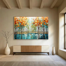 Load image into Gallery viewer, Autumn Forest Reflection Large - scale acrylic painting DLZ163