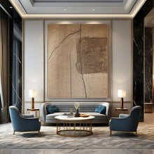 Load image into Gallery viewer, “Cracked Brown Abstract” - Textured Minimalist Art on Canvas DKH1661