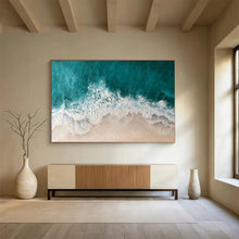 Load image into Gallery viewer, Aerial Beach View Abstract Painting on Canvas - “Coastal Waves” DKH699