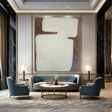 Load image into Gallery viewer, “White on Brown” - Textured Abstract Form Art, Abstract Painting on Canvas DKH1082