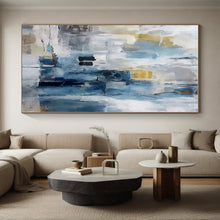 Load image into Gallery viewer, Oversized Blue - Gray Abstract Urban Art for Loft Apartment & Corporate Lounge LargeART0435