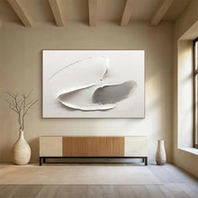 Load image into Gallery viewer, Textured White - Gray “Abstract Shapes” Painting on Canvas, Modern Minimalism DKH912