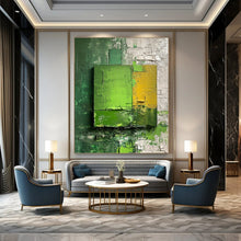 Load image into Gallery viewer, “Layered Green and Yellow Abstract” - Abstract Acrylic with Depth DTP030