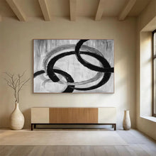 Load image into Gallery viewer, Monochrome Abstract Loops Art for Black - and - White Kitchen & Modern Studio DKH175