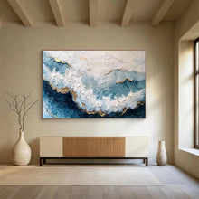 Load image into Gallery viewer, Textured Blue - Gold Ocean Abstract Painting for Luxury Bedroom & Opulent Lounge DKH156