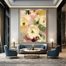 Load image into Gallery viewer, “Sunlit Cream Flower Bouquet” - Peach, Yellow, White Floral Art on Canvas DKH1354