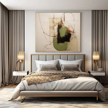 Load image into Gallery viewer, Green & Black Line Abstract Canvas Painting, Ideal for Modern Studio & Art - Lover’s Bedroom LargeART1294