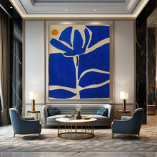 Load image into Gallery viewer, Blue & Orange Floral Abstract Painting, Ideal for Modern Living Room & Minimalist Office LargeART1834