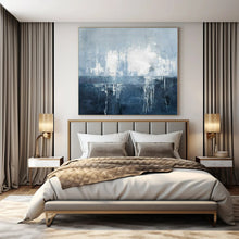 Load image into Gallery viewer, Blue - Gray Abstract Drip Abstract Canvas Painting, Ideal for Coastal Home Office & Serene Bedroom LargeART1138