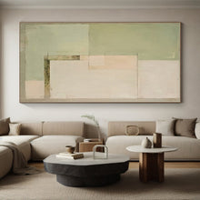 Load image into Gallery viewer, Large - Scale Soft Green - Beige Abstract Art for Coastal Home & Wellness Spa LargeART0398