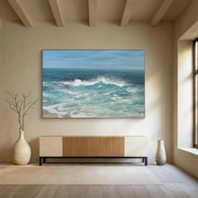 Load image into Gallery viewer, Dynamic Ocean Waves in Blue Abstract acrylic painting DLZ025