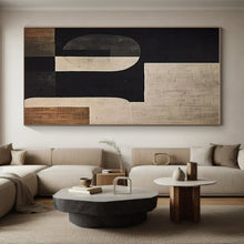 Load image into Gallery viewer, Black - Beige Geometric Abstraction Art for Modern Home & Art Gallery LargeART0862