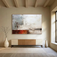 Load image into Gallery viewer, Gray, White & Rust Abstract Minimalist Art - Great for Industrial Loft & Modern Study DKH043