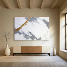Load image into Gallery viewer, Gold, Gray, and White Abstract Painting for Luxury Living Room & Modern Gallery DKH317