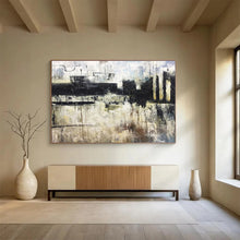 Load image into Gallery viewer, Monochrome Abstract Painting on Canvas - “Urban Textures” DKH717