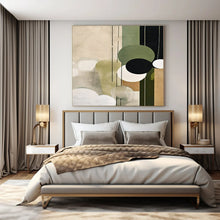 Load image into Gallery viewer, Geometric Green & Black Abstract Canvas Painting 2, Great for Contemporary Bedroom & Art - Filled Office LargeART1277