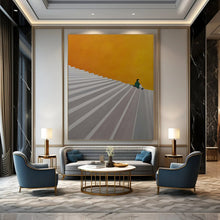 Load image into Gallery viewer, Orange & Gray Minimalist Abstract Art, Perfect for Modern Hallway & Thoughtful Study LargeART2100