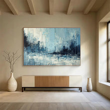 Load image into Gallery viewer, Blue - Gray Urban Abstract Painting On Canvas DKH367