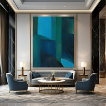 Load image into Gallery viewer, Geometric Abstract Art, Layered Blue Tones for Sophisticated Study & Coastal - Themed Hallway LargeART2255