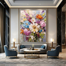 Load image into Gallery viewer, “Impasto Flower Bouquet” - Textured Floral Art on Canvas DKH1593
