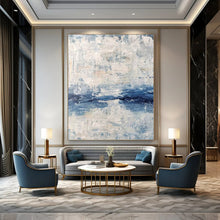 Load image into Gallery viewer, “Blue and White Textured Abstract” - Coastal Abstract Art on Canvas DKH1546