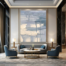 Load image into Gallery viewer, “Textured Blue and Beige Abstract” - Blue, Beige, Grey Abstract Art on Canvas DKH1292