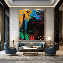 Load image into Gallery viewer, “Color - Splashed Abstract Composition” – Energetic Abstract Painting with Dynamic Brushstrokes DTP096