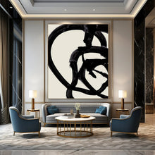 Load image into Gallery viewer, Bold Black Line Abstract Art, Perfect for Edgy Lounge & Modern Gallery LargeART2317
