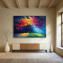 Load image into Gallery viewer, Colorful Tree “Starry Night Canopy” Painting on Canvas, Whimsical Landscape Art DKH813
