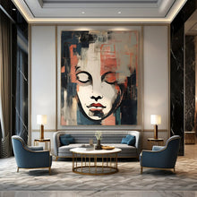 Load image into Gallery viewer, “Fragmented Face in Abstract Blocks” – Expressive Figurative Abstract with Cubist Influence DTP124