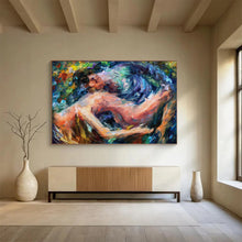 Load image into Gallery viewer, Hand - painted Colorful Embrace of Figures Acrylic Art for Romantic Living Room Walls LargeART1686