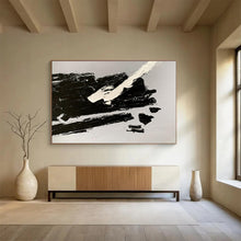 Load image into Gallery viewer, Black and White Textured Abstract Painting for Industrial Loft & Monochrome Study DKH284