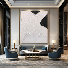 Load image into Gallery viewer, “Abstract Black & White Forms” – Thick black shapes, textured white background DTP405