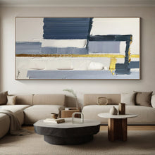 Load image into Gallery viewer, Large - Scale Blue - Gray - Gold Abstract Art for Modern Office & Stylish Living Room LargeART0514