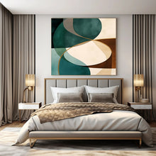Load image into Gallery viewer, Teal & Brown Geometric Abstract Canvas Painting, Ideal for Mid - Century Modern Living Room & Minimalist Office LargeART1264