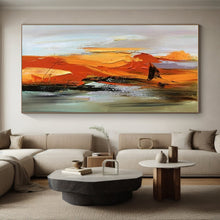 Load image into Gallery viewer, Orange and Gray Dynamic Strokes Acrylic Art - Suited for Industrial - chic Lounge & Creative Studio LargeART0615