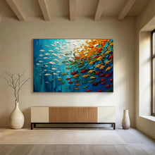 Load image into Gallery viewer, Hand - painted Vibrant Underwater Fish Swarm Acrylic Art for Lively Family Room Centers LargeART1689