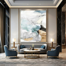 Load image into Gallery viewer, “Soft Line and Color Abstract” - Blue, Grey, White Abstract Art on Canvas DKH1337