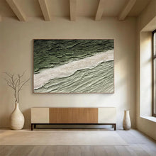 Load image into Gallery viewer, Textured Green & Beige Abstract Painting - Ideal for Nature - Inspired Living Room & Minimalist Office DKH001