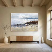 Load image into Gallery viewer, Textured Coastal Scene Abstract Painting on Canvas - “Beach Explorers” DKH634