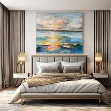 Load image into Gallery viewer, Impressionist Seaside Sunset Painting, Suited for Nautical Dining Room & Vacation Home Living Area LargeART1389